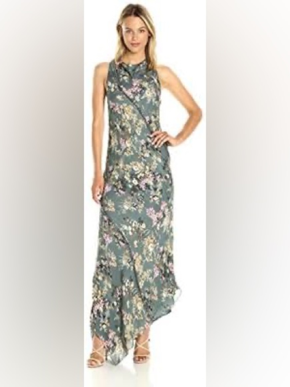 Haute Hippie Floral Maxi Dress in Sage Green - Women's Sleeveless Dress